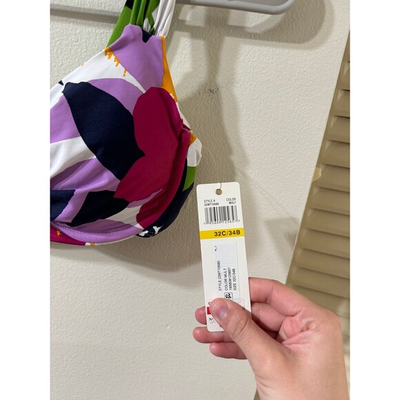 Anne Cole Floral Twist Bikini Top - Pink, Green, Yellow, Purple - Picture 6 of 7